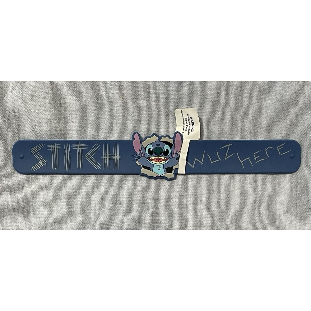 NEW Walt Disney Parks Stitch Navy Blue‎ Slap Bracelet "Stitch Wuz Here"